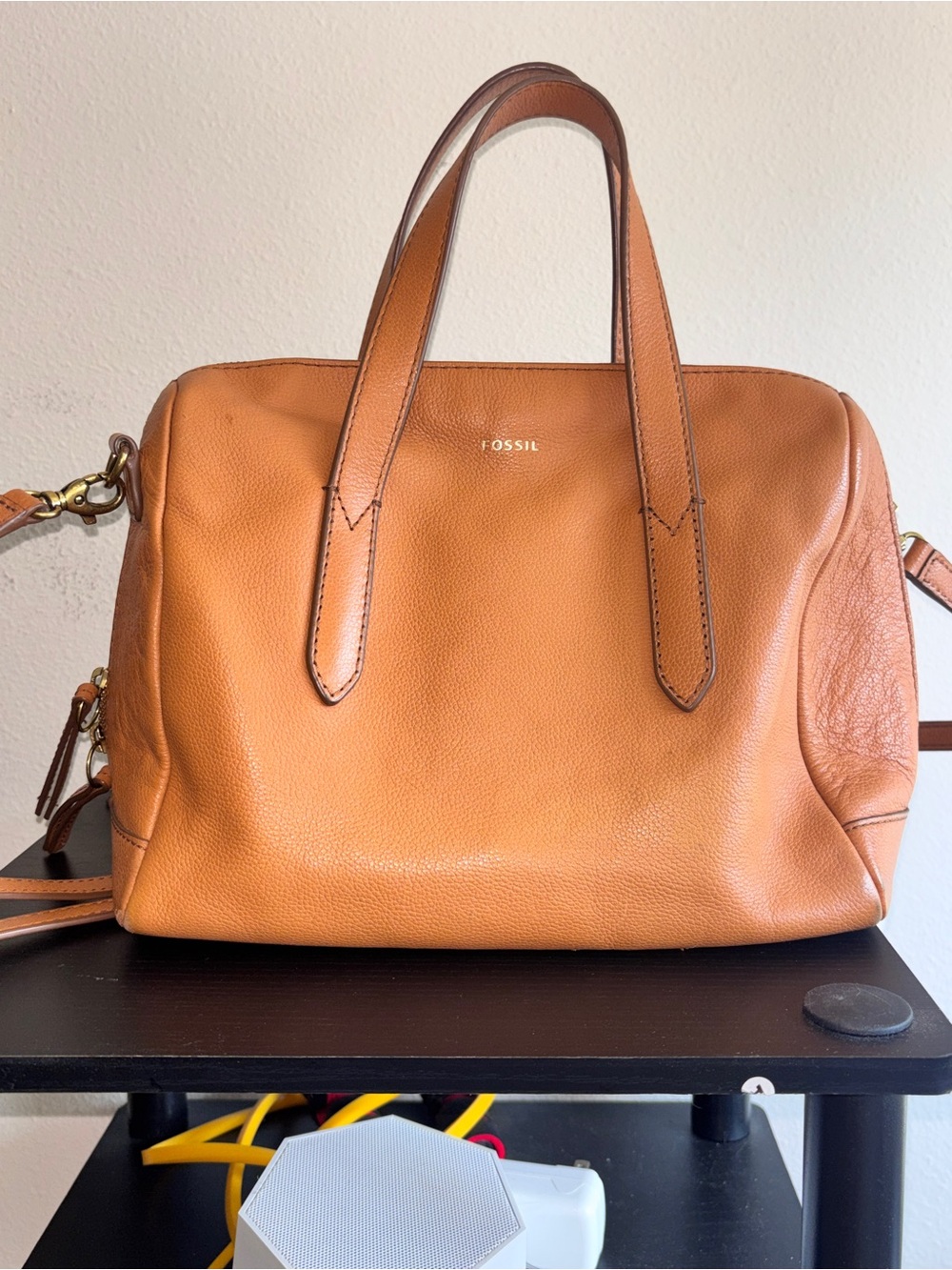 Fossil Tan Leather Satchel Bag